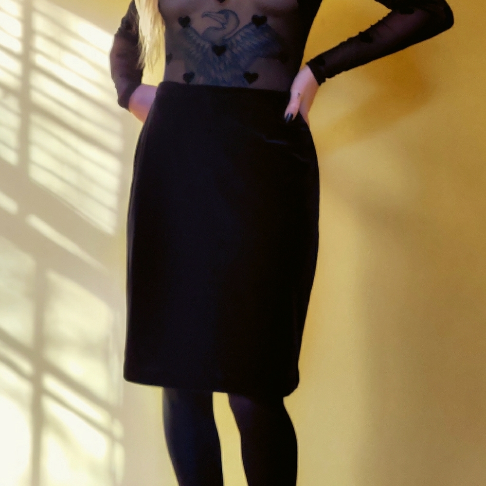 Black Velvet Pencil Skirt